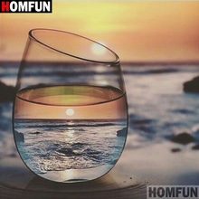 Homfun полный квадрат/круглая дрель 5D DIY Алмазная картина "чашка закат пейзаж" 3D вышивка крестиком домашний Декор подарок A12929 2024 - купить недорого