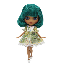 ICY DBS Blyth doll 1/6 bjd with black skin nude joint body and matte face green curly hair BL1206 2024 - buy cheap