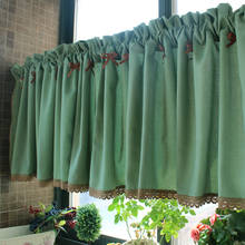 Half-curtain Fashion Crochet Curtain Lace Hem Solid Green Color Coffee Curtain for Kitchen Cabinet Door 2024 - buy cheap