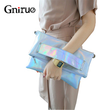 Foldable Silver Evening Clutch Bags Fashion Shoulder Bags High Quality Handbags Lady Envelope Cross Body Bag Holographic 2024 - buy cheap