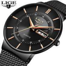 LIGE мужские часы Топ бренд класса люкс водонепроницаемые ультра тонкие Дата Часы мужские стальной ремешок повседневные кварцевые часы мужские спортивные наручные часы 2024 - купить недорого