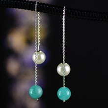 natural amazonite s925 silver earrings silver tassel earrings silver SAN shek wan contracted accessories wholesale 2024 - buy cheap