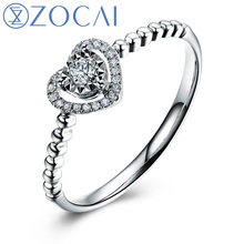 ZOCAI Heart Shape Genuine 0.08 CT Certified Real Diamond Engagement Ring 18K White Gold (AU750) W05406 2024 - buy cheap