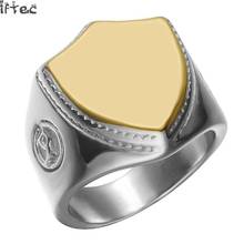 Для мужчин высокого Байкер щит полированная перстень модные однотонные мужские 316L Нержавеющая сталь Байкер Уникальный Золото Цвет хип-хоп кольцо для мужчин 2024 - купить недорого