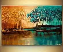 Современная модная абстрактная масляная живопись на холсте абстрактное дерево берега картины без рамки 2024 - купить недорого
