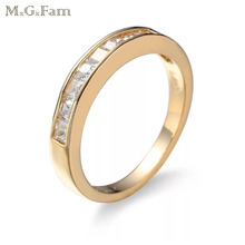 MGFam Small Square Rings For Fashion Women Daily Wear CZ 18 k G P Gold color Hot jewelry AAA+ Cubic Zircon 2024 - buy cheap