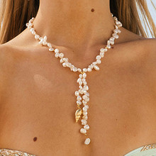 Collar bohemio de Concha de Oro para mujer, joyería barroca con abalorio, fabricación de perlas naturales, el mejor regalo femenino 2024 - compra barato
