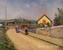 A arte da cozinha O Cruzamento Da Estrada de ferro em Les Patis por Camille Pissarro pinturas Decoração de Casa pintado à Mão de Alta qualidade 2024 - compre barato