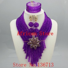 Conjunto de joias de pérolas de moda, conjunto de joias de noiva com miçangas e colar de declaração africano, frete grátis l036 2024 - compre barato