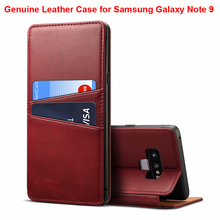 Cartera de cuero genuino de capa superior funda para Samsung Galaxy Note 9, funda protectora para Samsung Note9, Funda de cuero auténtico 2024 - compra barato