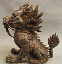 xd 001450 9" Folk Chinese Classic Bronze Guardian Dragon Kylin Unicorn PiXiu Beast Statue 2024 - buy cheap