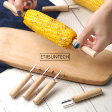 360pcs Corn Holders Fork Barbecue Tools Stainless Steel Fruit Fork With Wooden Handle Corn BBQ Food Skewers Needle 2024 - buy cheap
