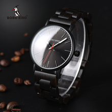 Bobo bird relógio masculino de madeira, relógios de pulso de luxo de quartzo para homens, relógio de madeira de ébano relógio masculino, peças de tempo 2024 - compre barato