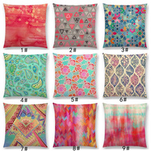 2017 New Exotic Art Colorful Flowers Gorgeous Floral Doodle Geometry Watercolor Paisley Pattern Sofa Pillow Case Cushion Cover 2024 - buy cheap