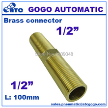 2pcs a lot GOGO Brass connector hydraulic fitting male thread 1/2 BSPP DN15 Length 100mm union water pipe joint system 2024 - buy cheap