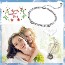 Boniskiss pulseiras femininas bonito coração padrão dia das mães alta qualidade prata cor de aço inoxidável jóias pulseiras da senhora 2024 - compre barato