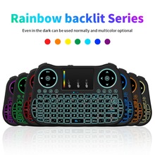 Rainbow MT08 retroiluminação Do Teclado Sem Fio com Touchpad mini teclado Air Mouse Controle Remoto Para TV BOX PC Bateria De Lítio 2024 - compre barato