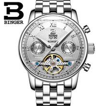 BINGER Full Calendar Tourbillon Auto Mechanical Mens Watches Top Brand Luxury Automatic Wrist Watch erkek kol saati Montre Homme 2024 - buy cheap