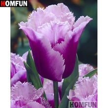 Homfun quadrado completo/broca redonda 5d diy pintura de diamante "flor de tulipa" 3d bordado de diamante ponto cruz decoração de casa a18997 2024 - compre barato