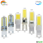 Lâmpada de led dimerizável, 5 lâmpadas cob g9 dc12v 220v g9 g4 smd2835 3014led g9, holofote para substituição de lustre de cristal 2026 - compre barato