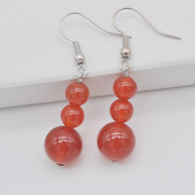 Pendientes colgantes de piedra de cornalina roja, joyería para regalo, T224 2024 - compra barato