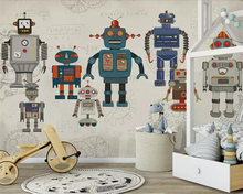 Beibehang Custom wallpaper Nordic modern minimalist hand-painted cartoon robot children's room background murals 3d wallpaper 2024 - buy cheap