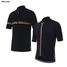 New 2018 BLACK CLASSICAL CHAMPION COLORS LINES Team Cycling Jersey Customized Road Mountain Race Top OROLLING 2024 - buy cheap