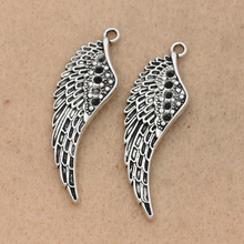 2pcs Antique Silver Plated Angel Wings Heart Charms Pendants Jewelry Making Bracelet DIY Accessories Handmade Craft 42x14mm 2024 - buy cheap