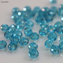 Isywaka lago azul cores 4*6mm 50 pces rondelle áustria facetado grânulos de vidro cristal espaçador solto contas redondas para fazer jóias 2024 - compre barato