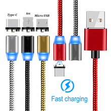 Magnetic Cable 1M Micro USB USB C Cable LED Indicator Type C  Magnet Charging Cable For Samsung S10 S9 S7 Edge iPhone XS MAX XR 2024 - buy cheap