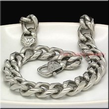 Bracelete ou colar de pulso de aço inoxidável 316l, 15mm, cor prata, cubano, elo redondo, figura de flor, com fecho retrô, para homens 2024 - compre barato