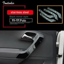 Tonlinker Cover Stickers for VW Volkswagen Polo 2011-17 Car Styling 4PCS Stainless steel Door Armrest Decoration cover sticker 2024 - buy cheap