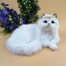 new simulation white cat lifelike left lying cat model gift about 21.5x11x16cm 2024 - buy cheap