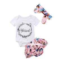 2019 Infant Newborn Baby Girl Summer Flower Clothes Sets Floral Printed Romper Tops +Tutu Shorts Headband 3PCS Outfit Clothes 2024 - buy cheap