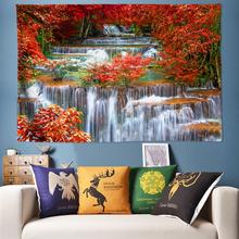 Tapiz psicodélico colgante de pared de bosque, decoración de paisaje de cascada 3D, tapiz de pared Hippie bohemio, grande, 170x240cm 2024 - compra barato