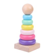Anillo de apilamiento de arcoíris de Color cálido, torre, bloques de grapas, juguete de madera para niños pequeños, juguetes para bebés 2024 - compra barato