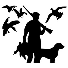 17.8*15.6CM Hunter & Dog Car Stickers Waterproof Vinyl Decal Car Styling Bumper Accessories Black/Silver S1-1015 2024 - buy cheap