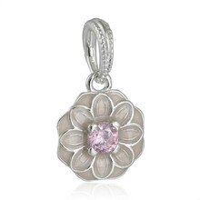 Spring Authentic 925 Sterling Silver Pink Enamel Blooming Dahlia Charm Fit Original Brand Charms Bracelet jewelry 2024 - buy cheap