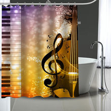Cortinas de música personalizadas, cortina de ducha impermeable de poliéster para baño, con ganchos de plástico, más tamaño, novedad 2024 - compra barato