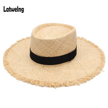 Wholesale New Belt Raffia Straw Summer Sun Visor Hats For Women Lady Foldable Fashion Handmade Cap Wide Brim Panama Beach Hat 2024 - buy cheap