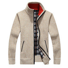 Suéter masculino de lã artificial para outono e inverno, jaqueta grossa de malha com zíper, casaco casual quente de tricô, 3xl, 2021 2024 - compre barato