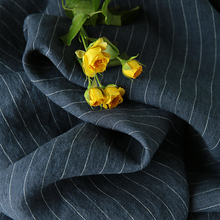 Высококачественная ткань из чистого льна серо-синяя полосатая ткань, модные рубашки и брюки, одежда в стиле пэчворк 2024 - купить недорого
