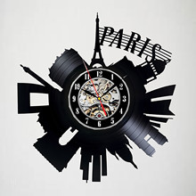 Reloj de pared decorativo con grabación de vinilo París, decoración para habitación de invitados, regalo perfecto para niños, adultos y hombres 2024 - compra barato