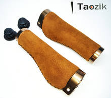 Original Taozik real leather cattle cow fixed gear vintage brown leather mtb bicycle grips 2024 - buy cheap