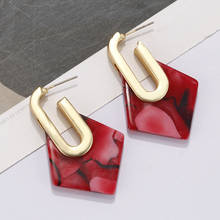 AENSOA New Unique Acrylic Geometric Drop Earrings For Women Acetate Rhombus Dangle Earrings Wholesale Party Gift Pendientes 2024 - buy cheap