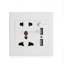 Socket+2 USB+Switch Wall Socket Charger AC/DC Power Adapter Plug Outlet Panel S08 Wholesale&DropShip 2024 - buy cheap
