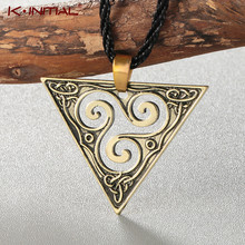 Kinitial Retro Spiral Triskele Necklace Geometric Triangle Pendant Viking Vintage Jewelry Triskelion Necklace Men Women collares 2024 - buy cheap