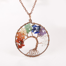 7 Chakra Tree Of Life Pendant Necklace Copper Crystal Natural Stone Necklace Quartz Stones Pendants Women Yoga Player Jewelry 2024 - buy cheap