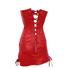 Red Leather Corset Plus Size Body Shapers Black Latex Strapless Bustiers Sexy Lingerie Corset Skirt 2024 - buy cheap