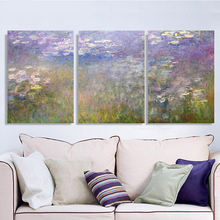3pcs Claude Monet Waterlilies Hand Painted Abstract Oil Painting On Canvas For Home Decor Wholesale 2024 - buy cheap